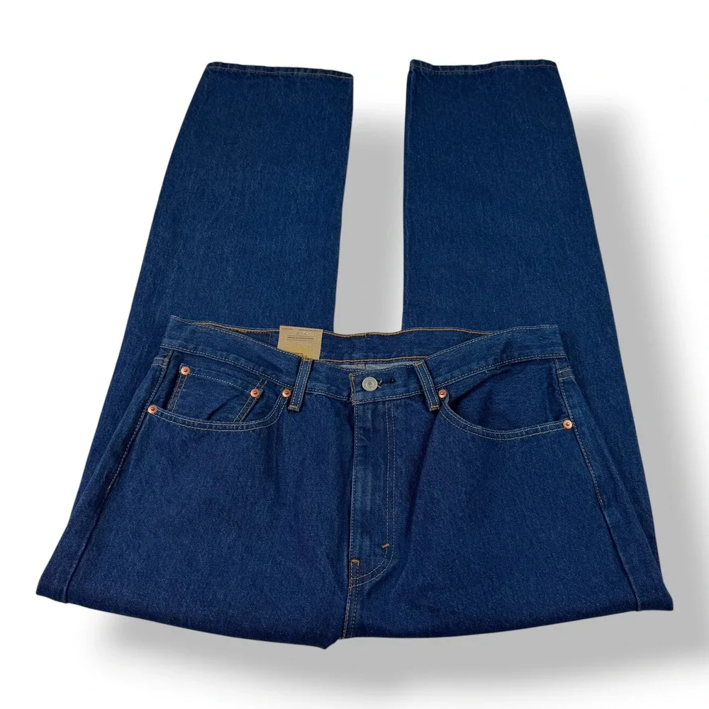 Levis 505 Regular Fit Straight Leg Men Jeans Dark Wash Blue 36x30 00505-3785 NWT